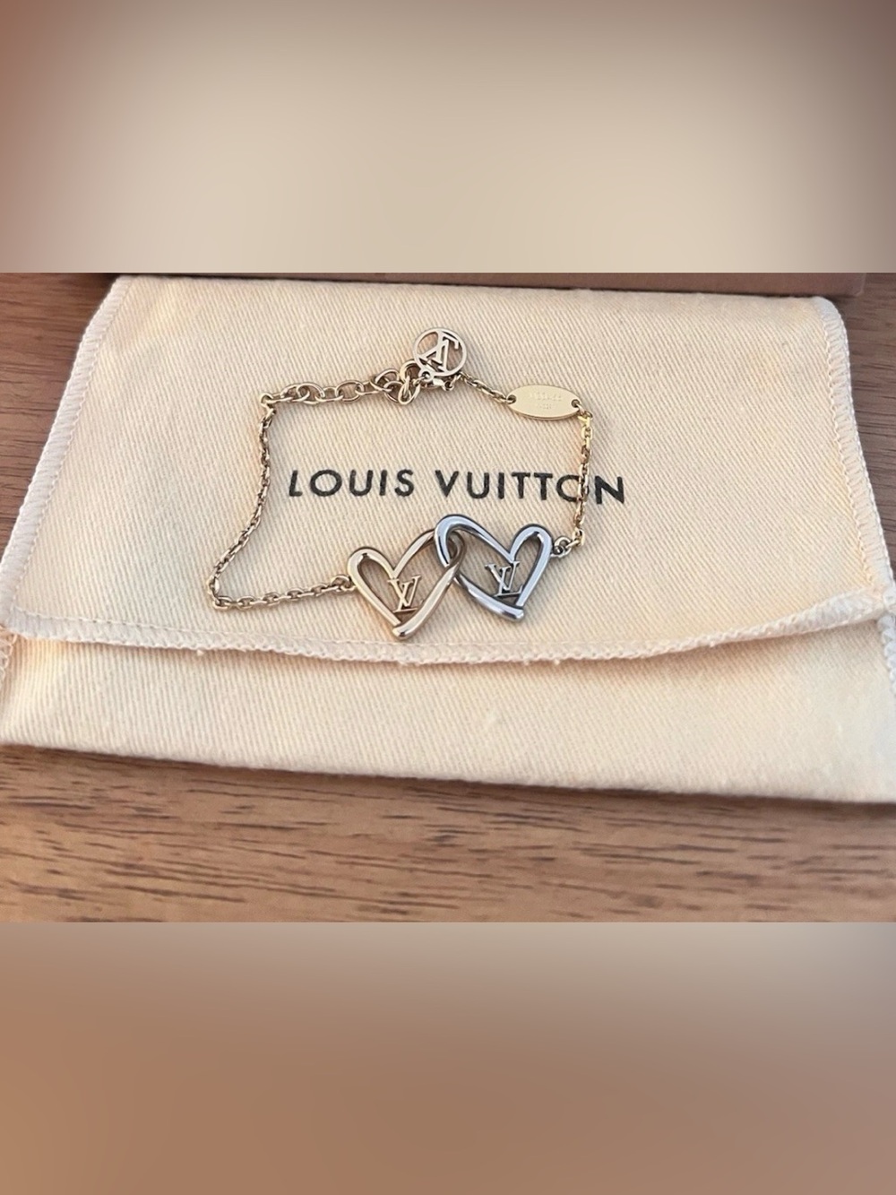 Louis Vuitton Two-Tone Heart Link Bracelet - Gold & Silver